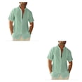 thumbnail image 4 of Minnieouse Camisa de hombre Casual manga corta transpirable reemplazo botón abajo Color sólido hogar Oficina viaje camisas verde Verde METRO 2piezas, 4 of 6