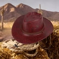 thumbnail image 1 of Sombrero de vaquero occidental Yinane de cuero de imitación rojo, 1 of 8