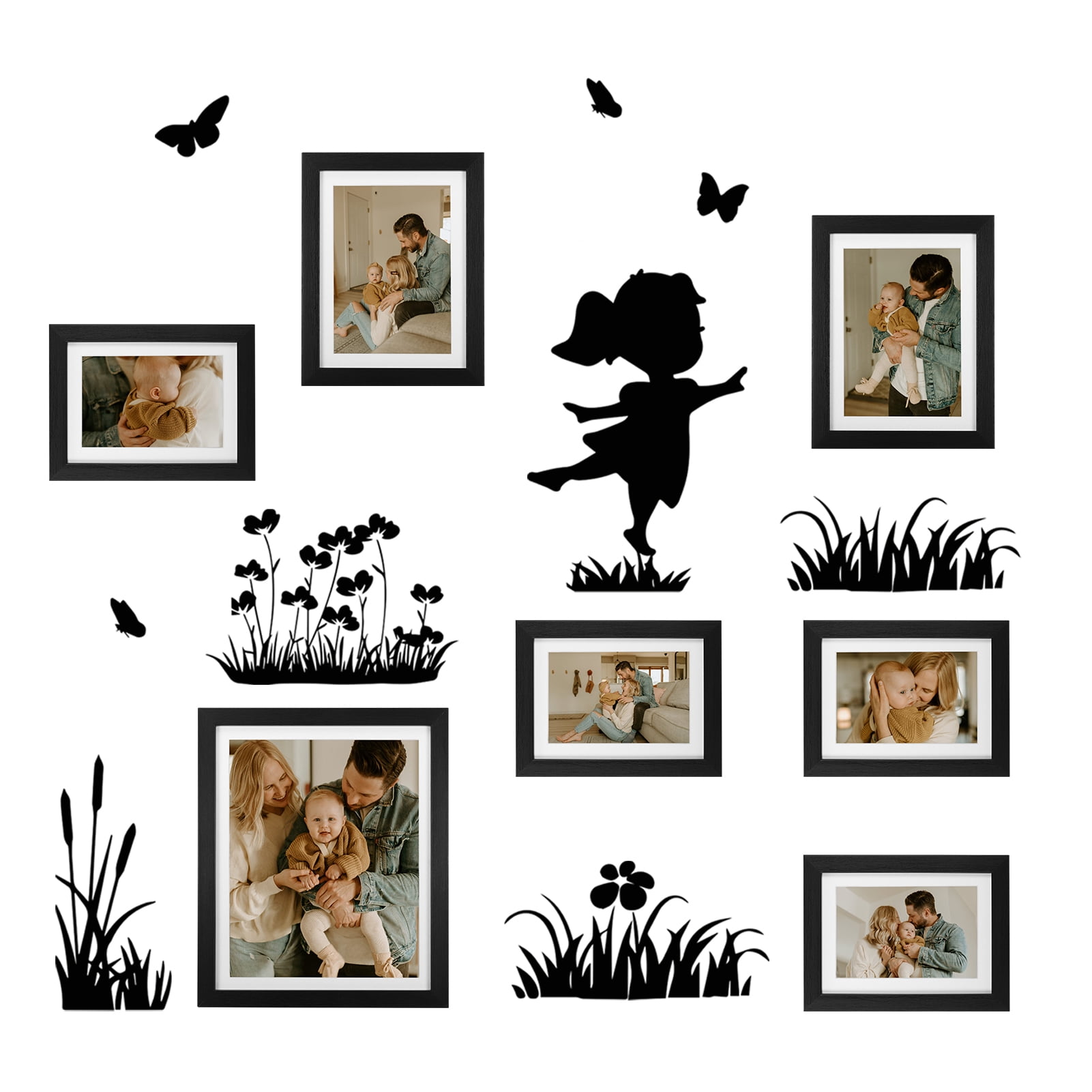 7 Pack Collage Picture Frames with Cute Girl Decor,Black Picture Frame