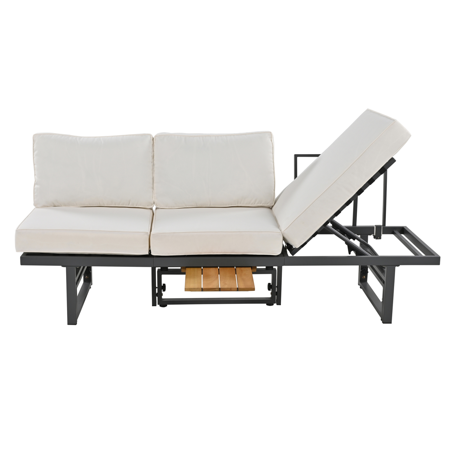 Harper & Bright Designs Metal Patio Conversation Furniture Set, 3 Pieces Modern Outdoor Sectional Sofa Set with Coffee Table and Height Adjustable Seating for Garden and Backyard, Beige