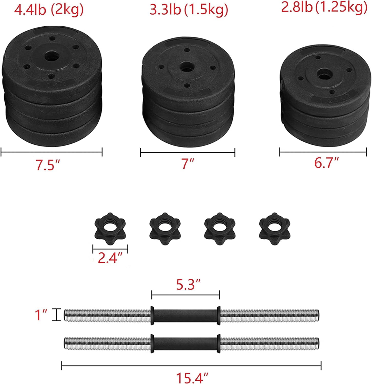 Librala Adjustable Dumbbells Weight Set Dumbbell Weights Exercise & Fitness Equipment w/ 4 Spinlock Collars for Women & Men Home Gym Strength Training 44 pounds
