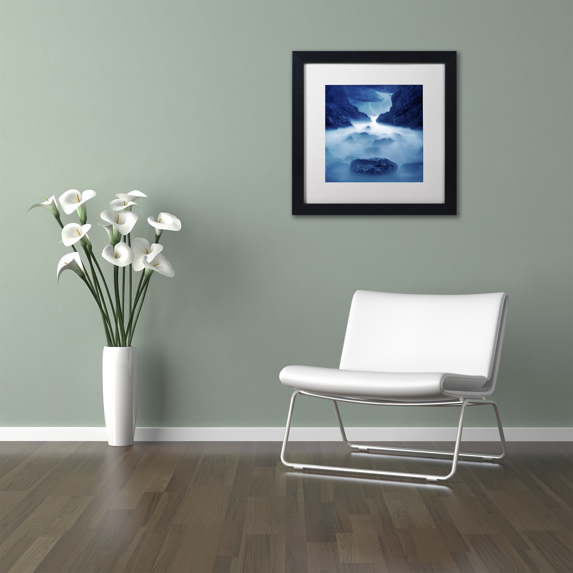 Moises Levy 'Tormenta en Ixtapa Blue' Matted Framed Art