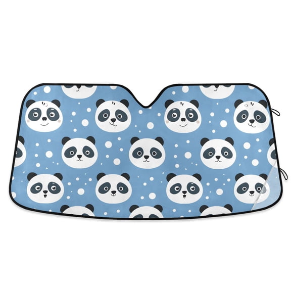 Cute Panda Head Car Windshield Sun Shade Foldable Car Front Window Visor Heat and UV Protection 53x23.5