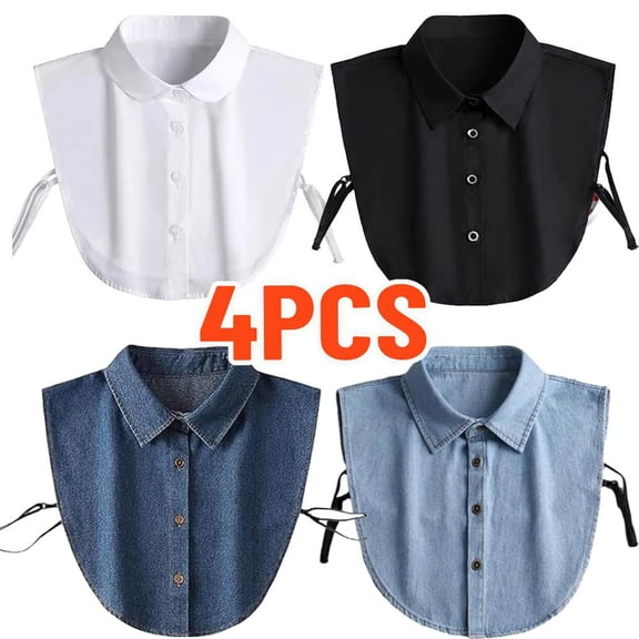 4 PACK Fake Collar Detachable False Dicky Collar Half Shirts Round for Women Outfits Costume Accessories
