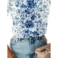 thumbnail image 4 of ORQ Women Flower Print Short Sleeve Round Neck T-shirt Top, 4 of 4