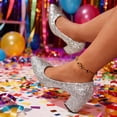 thumbnail image 4 of Sparkle Heels for Women High Heel Cute Heels Elegant Pointed Toe Stiletto Evening Dress with Sparkling Sequins for Wedding Party Prom Night and Formal Events 3 Inch Pumps Silver 7, 4 of 9