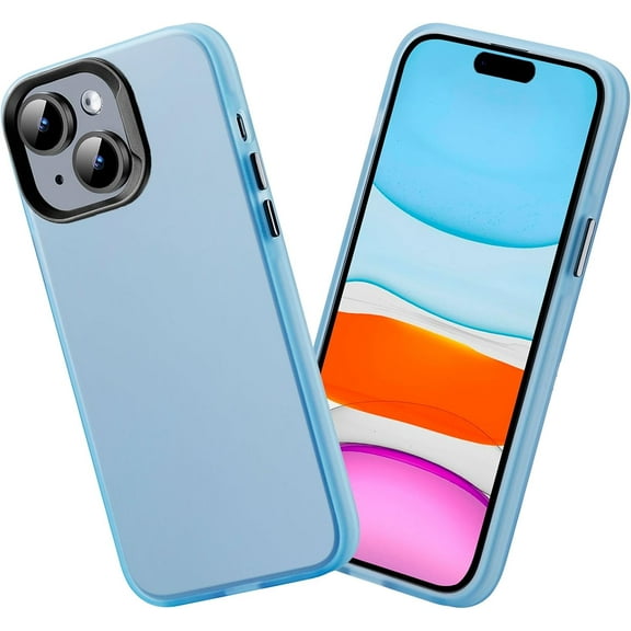 for iPhone 15 Case Not-Yellowing Anti-Scratch Shockproof Transparent Slim Phone Case for iPhone 15 Hard Back with Soft Edge Light Blue