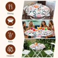 thumbnail image 6 of Floral Blossom Round Tablecloth 55-60 Inch Round Fitted Table Cloth with Elastic Edge, Farmhouse Oil Painting Botanical Bird Waterproof Table Cover Protector for Outdoor Picnic Party Dining, 6 of 6