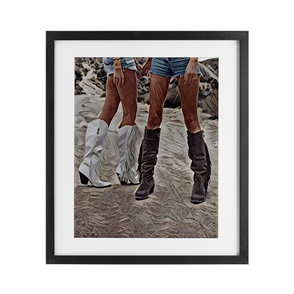 Rodeo Girls Friendship Black Framed Print Under Glass, design by Jesse Keith