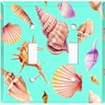 thumbnail image 2 of Metal Light Switch Wall Plate Outlet Cover (Colorful Sea Shells Pattern Teal - Double Toggle), 2 of 2