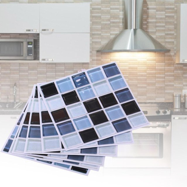 Rdeghly 6Pcs Mosaic Self-adhesive Wall Tile Sticker Kitchen Oil-proof Stickers Bathroom Decor , Mosaic Sticker