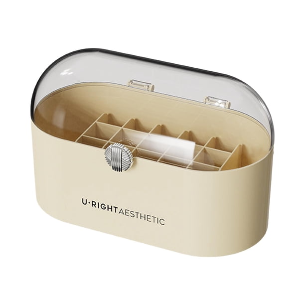 Estuche de almacenamiento de lápiz labial, organizador de lápiz labial, organización de mesa de oficina, organizador de lápiz labial multiusos, beige