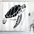 thumbnail image 1 of Ambesonne Turtle Shower Curtain, Monotone Caretta Caretta, 69"Wx84"L, Black and White, 1 of 3