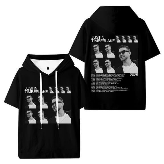 Justin Timberlake Tour 2025 Hooded Short Sleeve Casual Fashion Hoody Vintage Shirt
