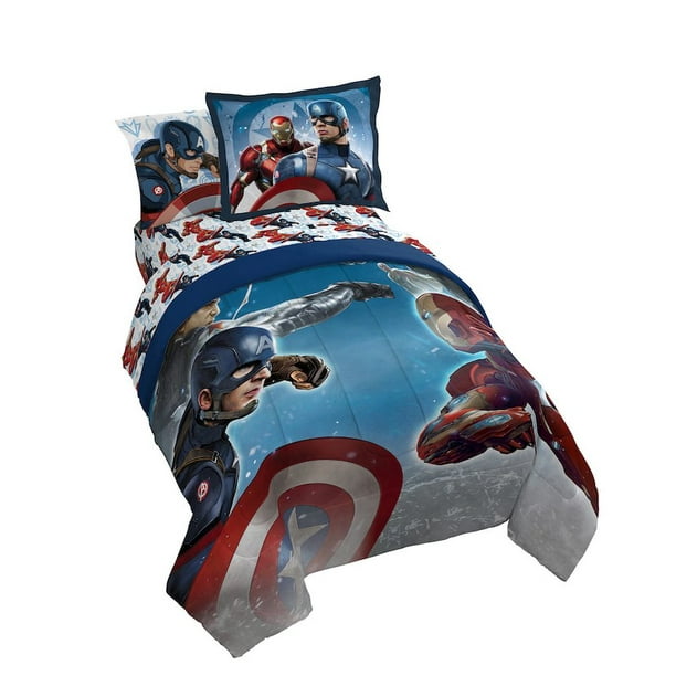 Avengers Captain America Iron Man Boys Twin Comforter Sheets Bonus Sham 5 Piece Bed In A Bag Walmart Com Walmart Com