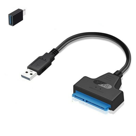 ENTSASMO Black USB 2.0 to SATA Cable, USB to SATA III Hard Drive Adapter Compatible for 2.5" HDD and SSD, Supports Windows XP/Vista/7/8/10 and Mac OS 23cm/9" Adapter Cable USB to Typec