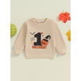 thumbnail image 4 of Michellecmm Baby Halloween Sweatshirt NumberPumpkinBat Print Long Sleeve Round Neck Pullover Loose Tops, 4 of 9