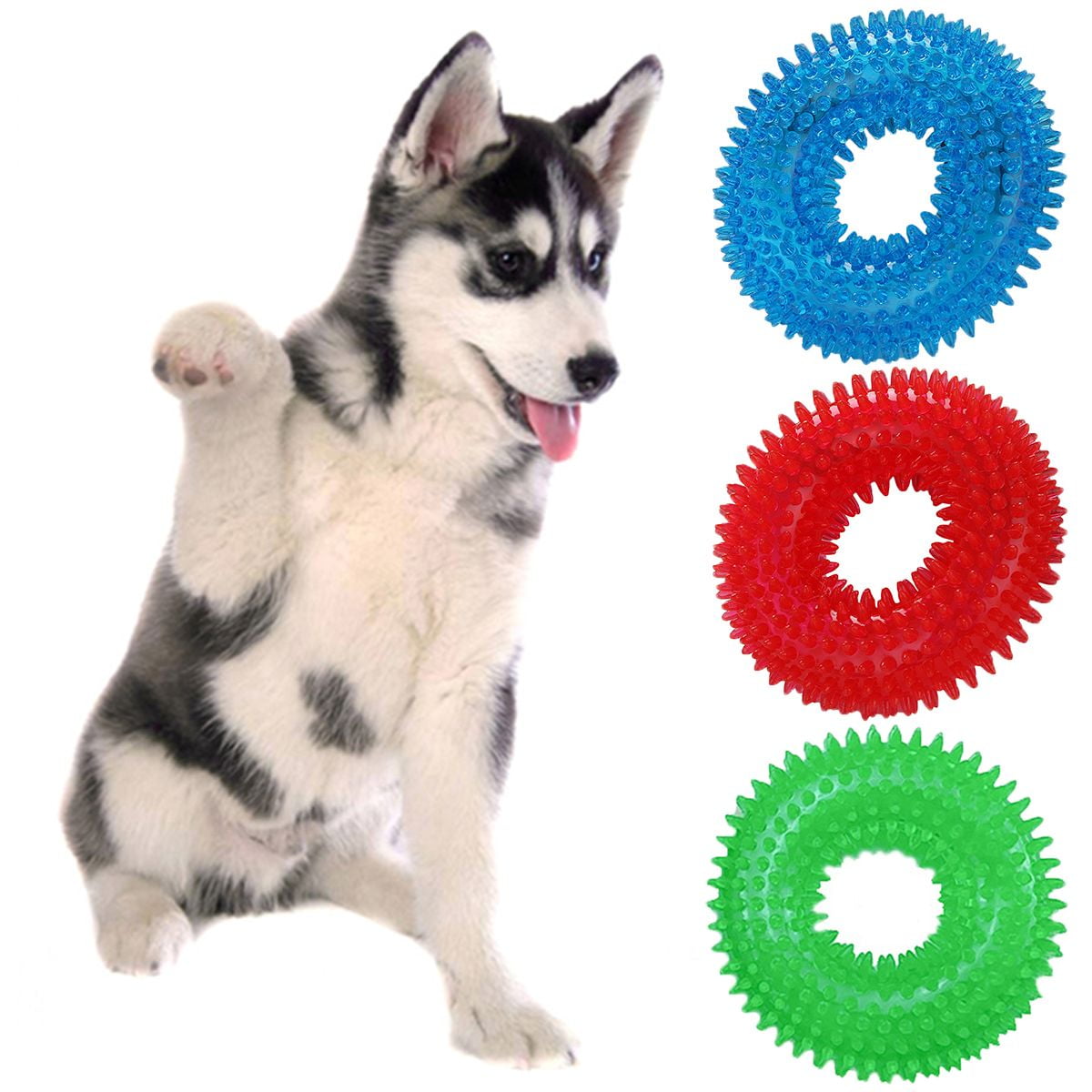Meidiya Dog Chew Toys Dog Toothbrush Round Ring Teeth Cleaning Brush