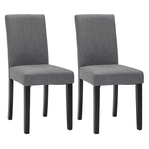Dining Chairs Set of 2, Modern Stylish Fabric Upholstered Parson Chair, Dining Room Chairs with Solid Wood Legs for Kitchen Living Room, Grey
