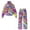 Boho Floral, variant on Gray Black Polka Dot Women's Loungewear Sets Funnel Neck Long Sleeve Sweatshirt Wide Leg Drawstring Sweatpants with Pockets Soft Casual Matching Sweatsuit 2 Piece Sets
