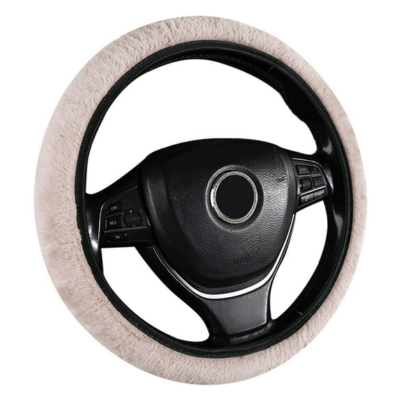 Microfiber Steering Wheel Cover, 14-15 Inch Universal Fit, Soft Warm Non-Slip Elastic Wheel Protector for Car Decoration ( Beige )