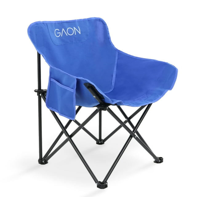 Silla Plegable para Camping Pesca Playa y Exteriores de Lona Impermebale Ligera Silla para Exterior Ergonomica con Estructura de Acero y Funda Transportadora (Azul)