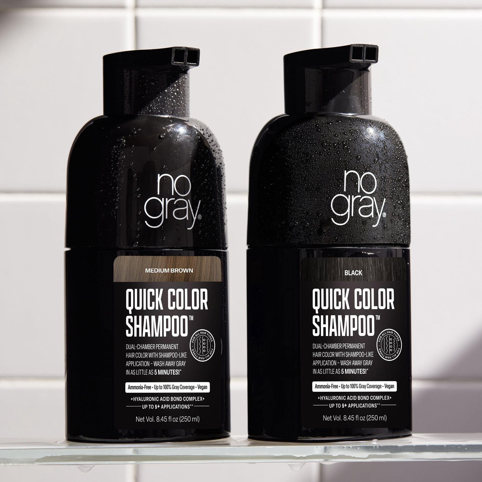 No Gray Quick Permanent Hair Color Shampoo, Black, 8.45 fl. oz