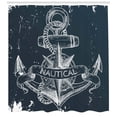 thumbnail image 3 of Ambesonne Nautical Shower Curtain, Knot Anchor Compass, 69"Wx70"L, Dark Blue White, 3 of 3