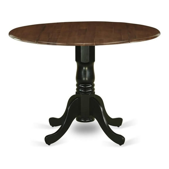 Pemberly Row Wood Dining Table with 2 Drop Leaves in Walnut/Black