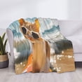 thumbnail image 3 of Yiaed Surfing Cat Sun Print Blanket Throw Blanket Soft Cozy Flannel Blanket for Home Bed Sofa Couch Chair-60"x50", 3 of 6