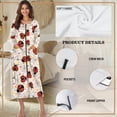 thumbnail image 6 of Yuyamidu Cute Ladybug Womens Robes Daisy Long Nightgown Orange Zipper Front Bathrobe for Women Loose Long Sleeves Robe Sleepwear Size 4XL Casual Dressing Gown, 6 of 7