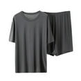 thumbnail image 3 of Bcfgryg Men's Summer Solid Color Pullover Casual Style Short Sleeve Shorts Homewear Set Mens Robes, 3 of 3