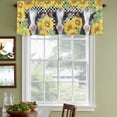 thumbnail image 3 of Cow Sunflowers Curtain Valances for Windows, Kitchen Valance Window Treatments Panel 2 Pack, Farmhouse Country Animals Floral Black Plaid Rod Pocket Short Curtains for Bathroom Bedroom 42 x 18 Inch, 3 of 8