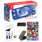 Nintendo Switch Lite Console,Blue, 5.5” LCD Touch 1280x720 Screen, 32GB Internal Storage Bundle with Mario__Kart_8_Deluxe and 11-in-1 Carrying_Case (Game Console)