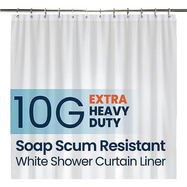 Forro para Cortina de Ducha de Baño Liba PEVA Calibre 10 72' de Ancho x 96' de Alto 10 G Blanco Resistente Al Agua Resistente Al Moho