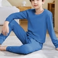thumbnail image 2 of Lenpel Thermal Underwear Set for Toddlers Soft Long Sleeve Fleece Lined Base Layer Tops Bottoms 2 Pcs Pjs Set, 2 of 7