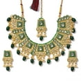 thumbnail image 3 of SOHI Women Green Kundan Gold Plated Necklace Set, 3 of 6