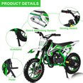 thumbnail image 3 of Floseru 49cc Kids Dirt Bike, Gas Powered 2-Stroke Mini Motocross Motorcycle, Off-Road Dirtbike for Kids 6-12 with Front/Rear Disc Brakes, Shock Absorption, Soft Seat Cushion, 3 of 9