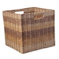 thumbnail image 4 of Cesta de almacenamiento de ratán sintético, cesta de almacenamiento decorativa con asas, cubo de almacenamiento tejido a mano para baño, hogar, cocina, 4 of 7