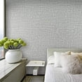 thumbnail image 4 of Yancorp White Gray Textured Fabric Wallpaper Faux Grasscloth Grey Peel and Stick Wallpaper Self-Adhesive Wallpaper Linen Removable Wallpaper Cabinets Counter Top Liners, 4 of 5