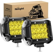 Nilight LED Light Bar 2Pcs 4 inch 36W YelloW Flood Spot Combo Triple RoW Driving Lamp Roof Bumper off Road LED Work Lights Pods for Van Camper Wagon Car Pickup Golf Cart ATV UTV SUV Truck Boat 4x4