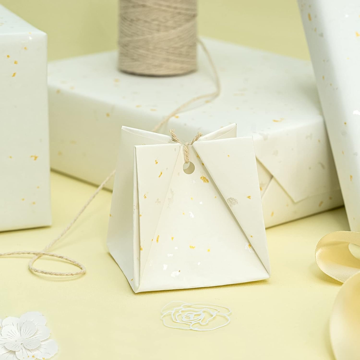 30 Inch Jumbo Ivory Wrapping Paper Roll - 30 Inch x 16.5 Feet - Ivory Gold Design with Silky Touch Perfect for Birthday, Holiday, Wedding, Baby Shower