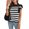 thumbnail image 3 of Women'S Crew Neck Top Thick Needle Casual Striped Sweater Black S, 3 of 7