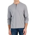 thumbnail image 2 of Alfani Mens Solid Button Front Henley Shirt, Grey, Small, 2 of 2
