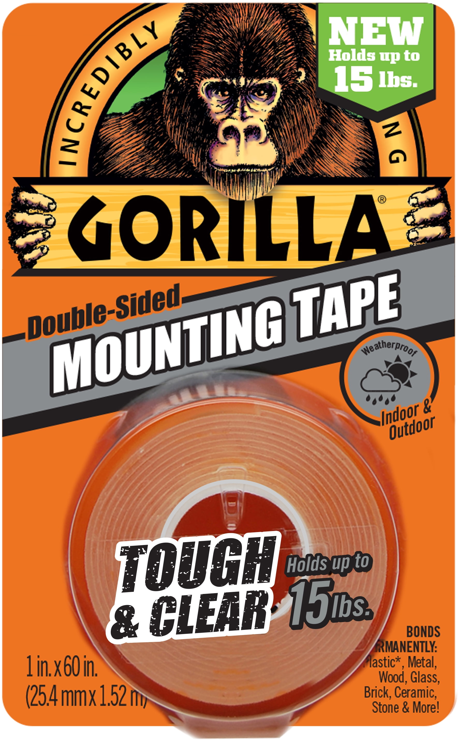 Gorilla DoubleSided Mounting Tape 1"X60"Clear Walmart Canada