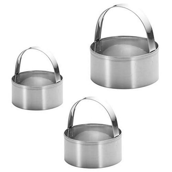 3 Pieces Round Biscuit Cutter with Handle Stainl Steel Round Circle Doughnut Cutter Baking Molds Assorted Size