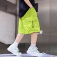 thumbnail image 4 of Eltusu Boys Cargo Shorts, Knee Length Fashion Elastic Waistband Cotton Summer Shorts Green Size 13-14 T, 4 of 4