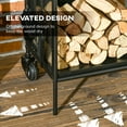 thumbnail image 4 of Outsunny 15" Firewood Rack with Wheels, Tools, Wood Storage Rack Black, 4 of 10