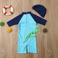 thumbnail image 3 of Kiapeise Little Boy Sunsuits Swimwear Long Sleeve Dinosaur Print Romper+Hats, 3 of 7