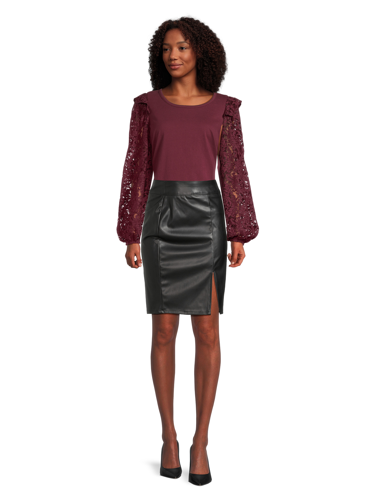 Joe B Women s Juniors Faux Leather Mini Skirt Walmart